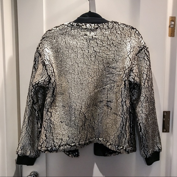Guess Metallic Faux Fur Bomber Jacket - Picture 5 of 8